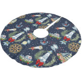 Nautische Weihnachten Polyester Weihnachtsbaumdecke (Schrägansicht)