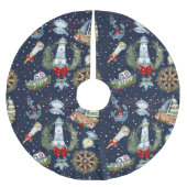 Nautische Weihnachten Polyester Weihnachtsbaumdecke (Vorderseite)