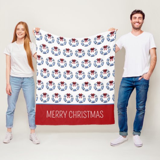 Nautische Weihnachtsbehältnisse mit Bögen Fleecedecke (Beispiel)