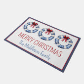 Nautische Weihnachtsbehältnisse mit Bögen Fußmatte (Schrägansicht)