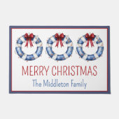 Nautische Weihnachtsbehältnisse mit Bögen Fußmatte (Vorderseite)