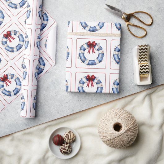 Nautische Weihnachtsreserve mit Bow Geschenkpapier (Kunsthandwerk)