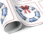 Nautische Weihnachtsreserve mit Bow Geschenkpapier (Rolleneckpunkt)