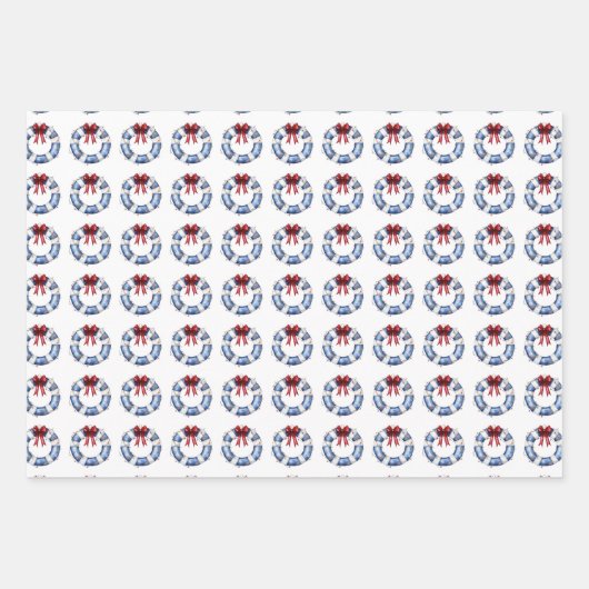 Nautische Weihnachtsreserve mit Bow Geschenkpapier Set (Vorderseite 3)