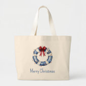 Nautische Weihnachtsreserve mit Bow Jumbo Stoffbeutel (Vorne)