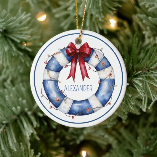 Nautische Weihnachtsreserve mit Bow Keramik Ornament (Baum)