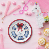 Nautische Weihnachtsreserve mit Bow Pappteller (Party)