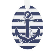 Nautische Weihnachtsschmuck Oval Acrylic Blue