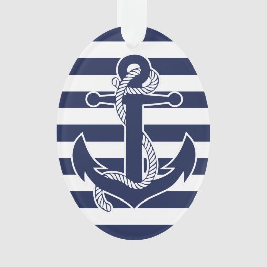 Nautische Weihnachtsschmuck Oval Acrylic Blue Ornament (Vorderseite)