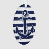 Nautische Weihnachtsschmuck Oval Acrylic Blue Ornament (Vorderseite)
