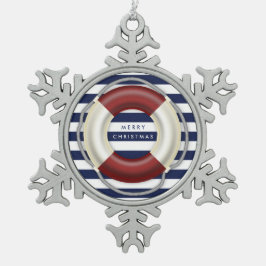 Nautische Weihnachtsschmuck Personalisiert Pewter Schneeflocken Zinn-Ornament