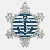 Nautische Weihnachtsschmuck-Zinnhalter Schneeflocken Zinn-Ornament (Vorderseite)