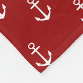 Nautische Weißanker auf Personalisiertem Rot Fleecedecke (Ecke)