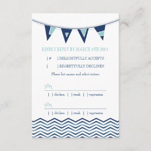 Nautische Zickzack Waves mit RSVP-Liebe-Banner RSVP Karte