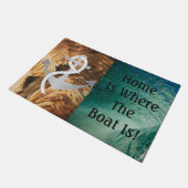 Nautische Zuhause ist dort, wo das Boot ist Fußmatte (Schrägansicht)