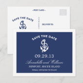 NAUTISCHER ANCHER | SAVE THE DATE POST-KARTE ANKÜNDIGUNGSPOSTKARTE (Vorne/Hinten)