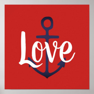 nautischer ANCHOR + LIEBE Poster