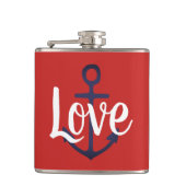 nautischer ANCHOR + Skript-LIEBE | Flachmann (Vorderseite)