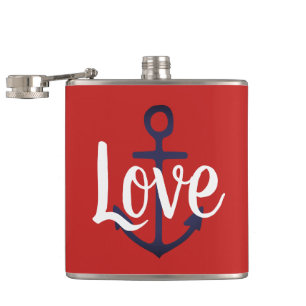 nautischer ANCHOR + Skript-LIEBE Flachmann