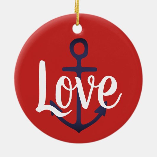 nautischer ANCHOR + Skript-LIEBE Keramik Ornament (Hinten)