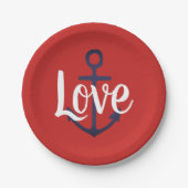 nautischer ANCHOR + Skript-LIEBE | Pappteller (Vorderseite)