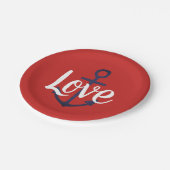 nautischer ANCHOR + Skript-LIEBE | Pappteller (Schrägansicht)