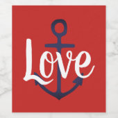 nautischer ANCHOR + Skript-LIEBE | Weinetikett (Einzelnes Label)