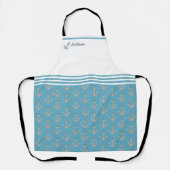 Nautischer Anker aquamarin-weiß-graue Monogrammbez Schürze (Vorderseite)