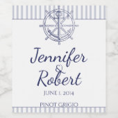 Nautischer Anker auf dem Weinetikett Grau Stripe (Einzelnes Label)