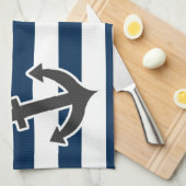 Nautischer Anker auf dunklen, nächtlichen blauen S Geschirrtuch (Viertel Falte)