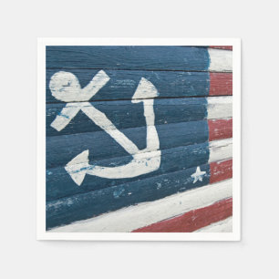 nautischer Anker auf Holzflagge Serviette