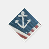 nautischer Anker auf Holzflagge Serviette (Ecke)