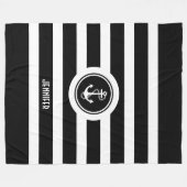 Nautischer Anker aus schwarzem und weißem Streifen Fleecedecke (Vorderseite (Horizontal))