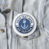 Nautischer Anker Blau-Weißes Seilrand Pinback Button (Beispiel)