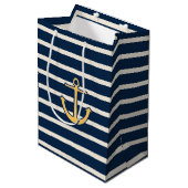 Nautischer Anker der Navy Stripes Mittlere Geschenktüte (Vorderseite Schrägansicht)