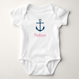 Nautischer Anker der rosa Navy Baby Strampler