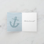 Nautischer Anker des Glitzer Blue Stripes Dankeskarte (Innenseite)