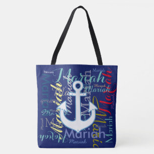 nautischer Anker & farbenfrohe Namen Tasche
