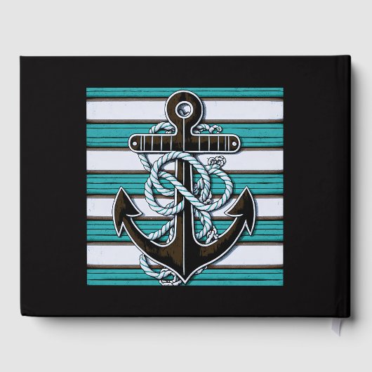 Nautischer Anker für benutzerdefinierten Text Gästebuch (Rückseite)