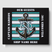 Nautischer Anker für benutzerdefinierten Text Gästebuch (Vorderseite)