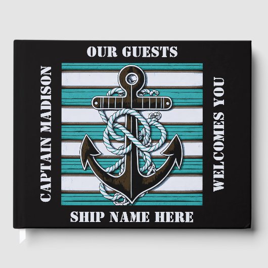 Nautischer Anker für benutzerdefinierten Text Gästebuch (Vorderseite)