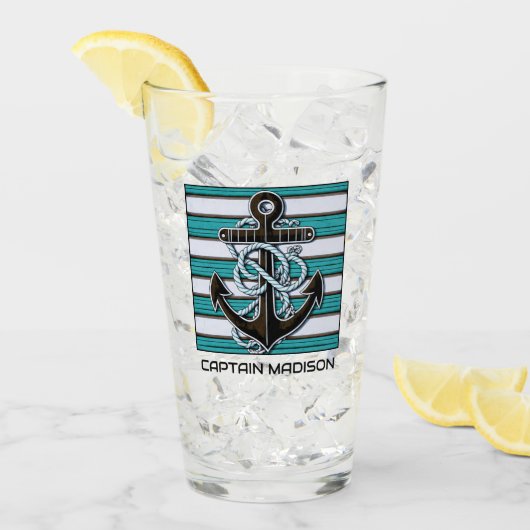 Nautischer Anker für benutzerdefinierten Text Glas (Vorderseite Ice)