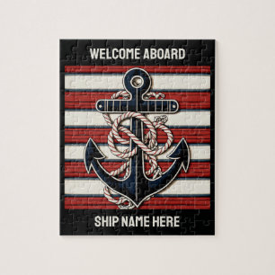 Nautischer Anker für benutzerdefinierten Text Puzzle