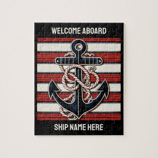 Nautischer Anker für benutzerdefinierten Text Puzzle (Vertikal)