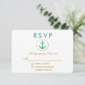 Nautischer Anker für Hochzeiten Aquamarin Gold UAW RSVP Karte (Stehend Vorderseite)