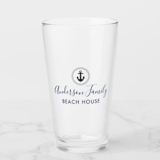 Nautischer Anker| Handgeschriebenes Family Beach H Glas (Vorderseite)