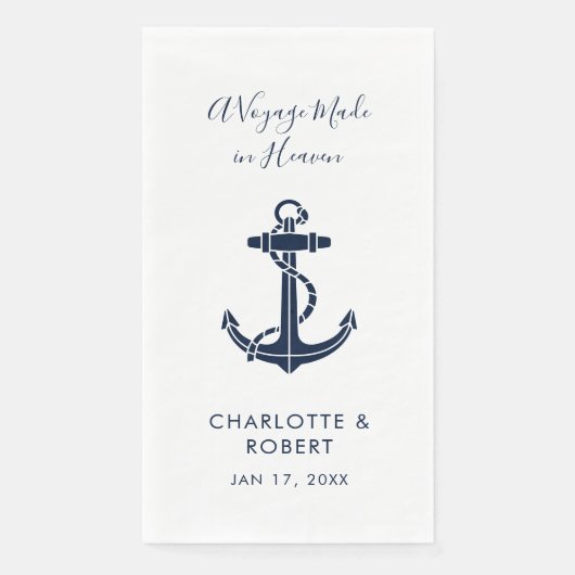Nautischer Anker Hochzeitsschwung Serviette (Vorderseite)