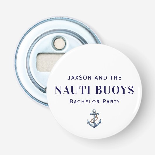 Nautischer Anker Junggesellenabschied Button Flasc Flaschenöffner (Vorderseite)