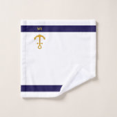 Nautischer Anker & Kalligraphie auf weiß & blau Badhandtuch Set (Waschlappen)