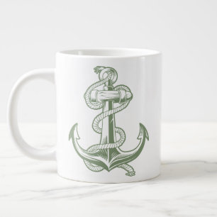 Nautischer Anker (Light Olive) Jumbo-Tasse